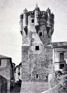 A Torre do Porta-Chaves, construída c.1480 em Plazuela de Menores, Salamanca de Spanish School