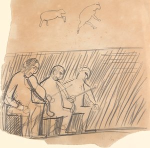 Caverna do Bezerro de Ouro: Estudo de Músicos e Animais de Spencer Frederick Gore