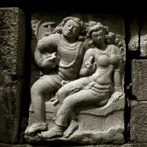 Amantes de Isurumuniya, século VI, escultura em estilo Gupta