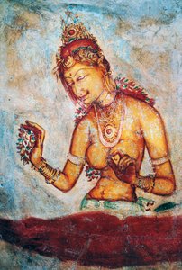 As donzelas de Sigiriya, fresco, sítio arqueológico de Sigiriya (Lista do Património Mundial da Unesco