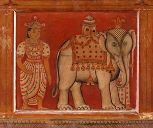 Pintura de parede de um elefante no Templo Subdharama, Dehiwala (mural)