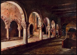 Catedrais italianas: Toscanella, vista da nave de San Pietro (lito colorido) de Stafford Leake