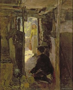 Na porta da casa de campo de Stanhope Alexander Forbes