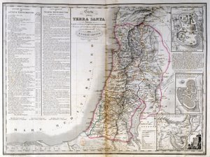 Mapa da Palestina mostrando também os limites de cada tribo. A. Stucchi de Stanislao Stucchi