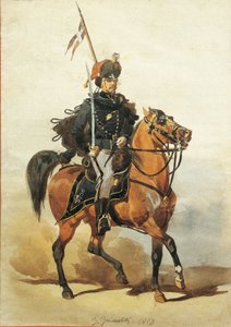 Oficial de Hussardos de Piacenza, Desenho de Stanislao Grimaldi del Poggetto