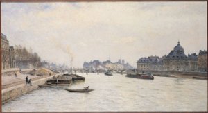 A Pont des Arts, vista da Pont Royal, ca. 1884 (óleo) de Stanislas Victor Edouard Lepine