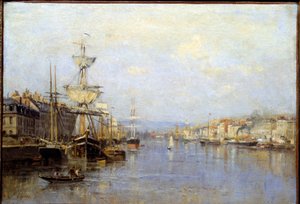Vista do porto de Rouen Pintura de Stanislas Lepine (1835-1892) Reims do século XIX, Musee des Beaux Arts