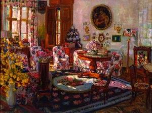Interior da mansão Brasovo, 1912.