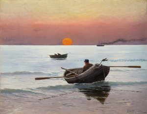 Pôr-do-sol no mar (óleo sobre tela)