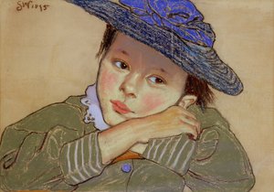 Menina em um chapéu azul, 1895 (pastel sobre papel)
