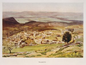 Aquarela de Stanley Inchbold, retratando Nazaré na Palestina, 1906