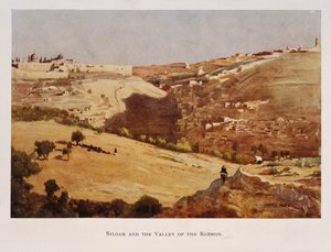 Aquarela de Stanley Inchbold, retratando o Vale do Kidron, em Jerusalém, Palestina 1906