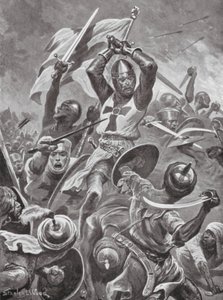 Cruzados a invadir a cidade de Tiro (litografia) de Stanley L. (after) Wood