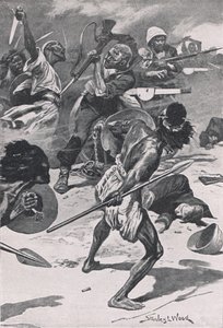 A Batalha de Abu-Klea, 17 de janeiro de 1885, ilustração das Batalhas Britânicas na Terra e no Mar, 1915