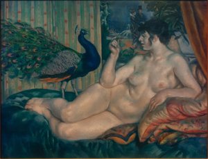 «Pavo real e mulher», 1912 de Sōtarō Yasui