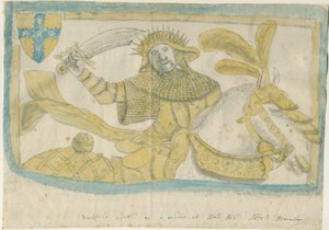 Abades Bromley - vidro de janela em Hall Hill: desenho a lápis colorido, nd de Stebbing Shaw