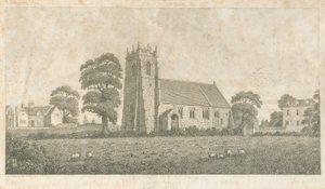 Igreja de Adbaston: gravura em linha e pontilhada, sd [c 1800] de Stebbing Shaw