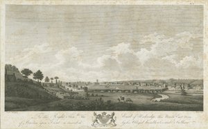 Ponte e cidade de Burton-upon-Trent: gravura, 1779 de Stebbing Shaw