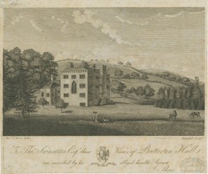 Butterton Hall: gravura, séc. de Stebbing Shaw