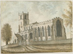 Igreja de Checkley: pintura em aquarela, nd [1762-1802] (pintura) de Stebbing Shaw