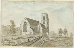 Igreja de Colwich: pintura em aquarela, nd [1762-1802] de Stebbing Shaw