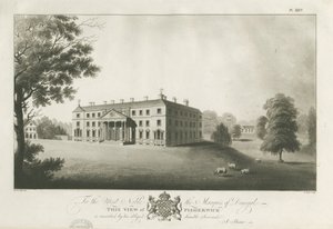 Fisherwick Hall: gravura em aquatinta, nd [c 1797] (impressão) de Stebbing Shaw