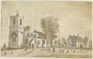 Igreja de Hanbury: pintura em aquarela, 1791 de Stebbing Shaw