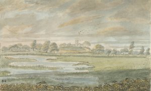 Igreja High Offley: pintura em aquarela, nd [1762-1802] de Stebbing Shaw