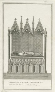 Catedral de Lichfield - Monumento ao Bispo Langton: gravura, sd [1762-1798] (impressão) de Stebbing Shaw