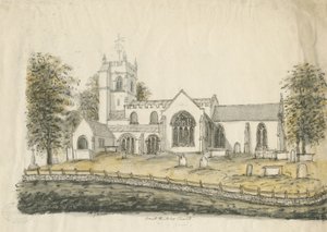 Igreja de Madeley: desenho em aquarela, nd [1762-1802] de Stebbing Shaw