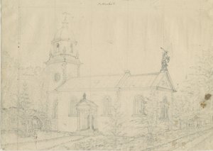 Igreja de Patshull: desenho a lápis, nd [1762-1802] de Stebbing Shaw