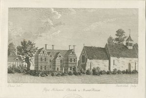 Igreja e mansão de Pipe Ridware: gravura, nd [1762-1798] de Stebbing Shaw