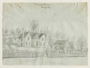 Rugeley Town - Vicarage: desenho lavado em sépia, nd [1762-1802] (desenho) de Stebbing Shaw