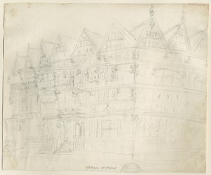 Stafford - Antiga "Casa Alta": desenho a lápis, nd [1794] de Stebbing Shaw