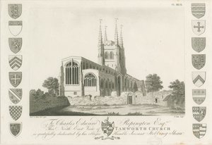 Igreja de Tamworth: gravura em água-tinta, 1792 de Stebbing Shaw