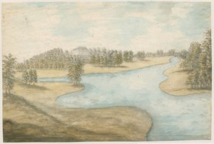 Teddesley Hall: pintura em aquarela, nd [1762-1802] de Stebbing Shaw