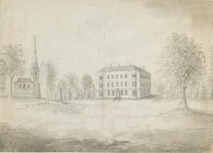 Igreja e Salão Thorpe Constantine: desenho a lápis e lavagem, nd [1762-1802] de Stebbing Shaw