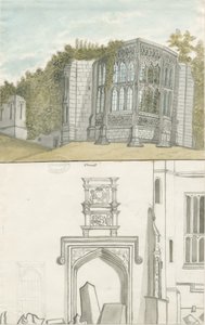 Tixall - Janela Gótica e Antiguidades Heráldicas: pintura a aquarela, sd [1762-1802] (pintura) de Stebbing Shaw