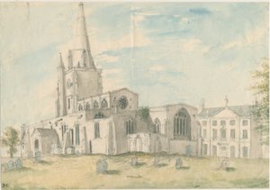 Igreja Uttoxeter [Antiga]: pintura em aquarela, nd [1794] de Stebbing Shaw
