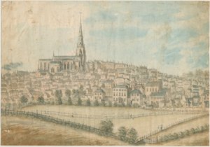 Walsall Town - North West View: pintura em aquarela, nd [c 1798] de Stebbing Shaw