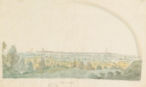 Wolverhampton - vista distante das alturas de Tettenhall: pintura em aquarela, nd [final do século 18] de Stebbing Shaw