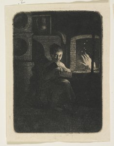 Leitura de Menina por um Fogo de Stefan Juliusz Norblin de la Gourdaine