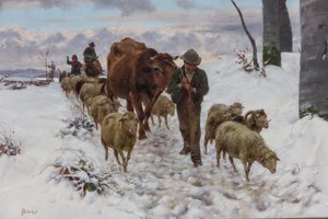 Voltando do mercado depois da queda de neve", antes de 1877 (óleo sobre tela)