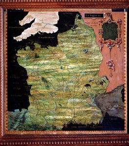 Mapa da França feito por Stefano Bonsignori (? -1589) cosmógrafo e pintor italiano. Por volta de 1581. Florença, Palazzo Vecchio, Sala del Mappamondo