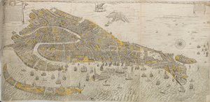 Desenho real e real da citação incluída de Venetia. Panorama de Veneza, 1676. de Stefano Scolari