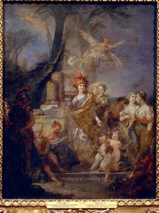 A Imperatriz Catarina II (1729-1796) como Minerva no Círculo de Musas. Pintura de Stefano Torelli (1712-1784), óleo sobre tela. Arte italiana
