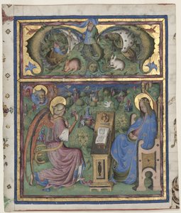 M [issus est] inicial extirpado de um antifonário: A Anunciação, 1430-1438. de Stefano da Verona