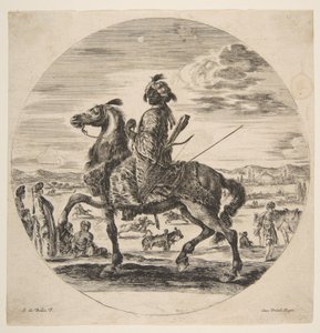 Um cavaleiro mourisco de frente para a esquerda, de pé e sentado turcos no meio do caminho, um ..., ca. 1651 de Stefano della Bella