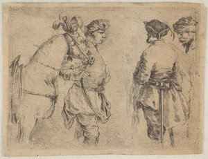 Um poste segurando um cavalo pelo freio, ca. 1662 de Stefano della Bella