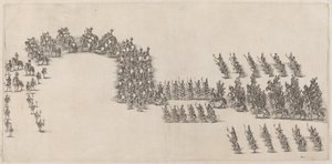 Uma procissão de sessenta cavaleiros e portadores de tocha, 1652. de Stefano della Bella